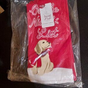 North Pole Trading Co. On the Nice List 2-pc. Kitchen Towel Doggie Design NWT